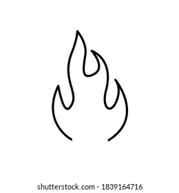símbolo de luz de fuego línea icono negro sobre fondo blanco. Ilustración del vector