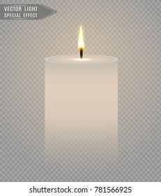 Fire light. Vector illustration realistic candle flame  Isolated on a transparent background. 