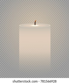 Fire light. Vector illustration realistic candle flame  Isolated on a transparent background. 