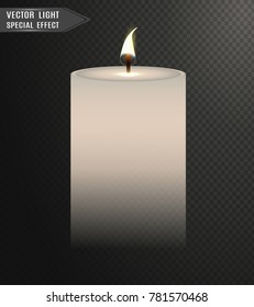 Fire light. Vector illustration realistic candle flame  Isolated on a transparent background.