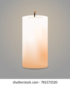 Fire light. Vector illustration realistic candle flame  Isolated on a transparent background. 