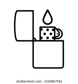 Fire Lighter flat icon. A portable device for campfire and outdoor cooking adventure shown by a lighter