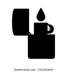 Fire Lighter flat icon. A portable device for campfire and outdoor cooking adventure shown by a lighter