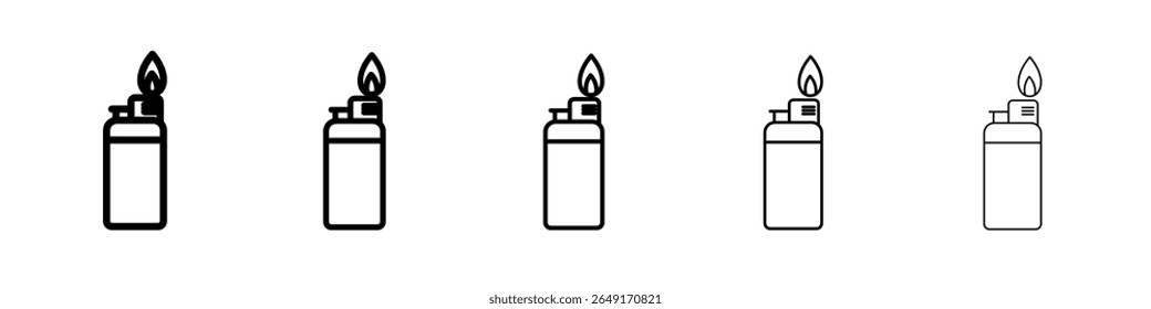 fire lighter icon thin outline logo mark set