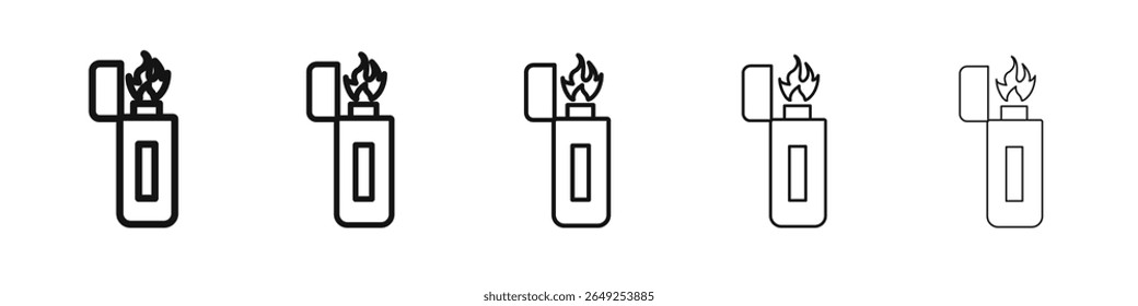 fire lighter icon vector outline set illustration sign
