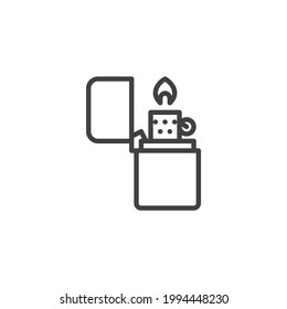 Fire lighter line icon. linear style sign for mobile concept and web design. Burning lighter outline vector icon. Symbol, logo illustration. Vector graphics