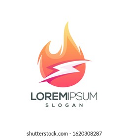 fire lightning colorful gradient logo design