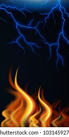 Feuer und Blitz in der dunklen Himmelsgrafik