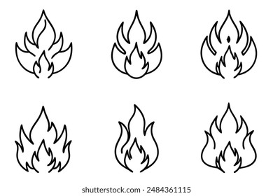 Fire Line Art Beautiful Minimalist Flame Illustration Design