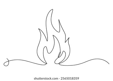 fire line art drawing. continuous line flame