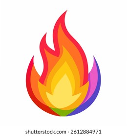 Fire line art icon with white background 