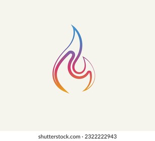 
fire line art logo. high flame  logo design 