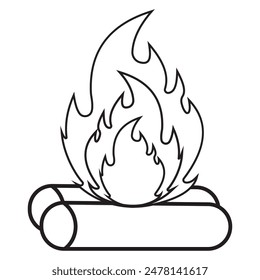 Fire line art symbol, icons. Campfire , Bonfire vector symbol. Fire icon, silhouette. Bonfire vector, icon, logo design on white background. Vector illustration of bonfire, campfire,