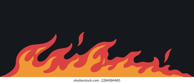 Fire line colorful simple label burning flame for concept of inferno heat or catastrophic burn vector illustration