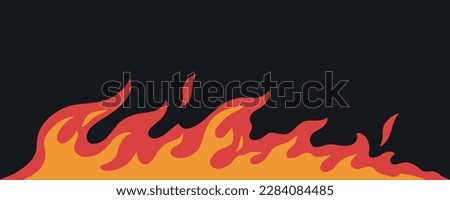 Fire line colorful simple label burning flame for concept of inferno heat or catastrophic burn vector illustration