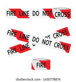 Fire line do not cross red an white caution tape.