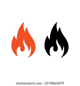 Fire Line Editable Icons set. Includes fire, flames, symbol, bonfire, fire icons, flame signs.