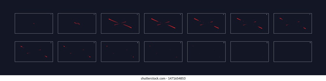 fire line explosion Animation. red Line Smoke animation. Sprite sheet for game or cartoon or animation