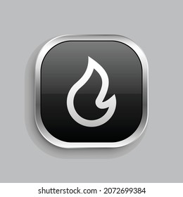 fire line icon design. Glossy Button style rounded rectangle isolated on gray background. Vector illustration