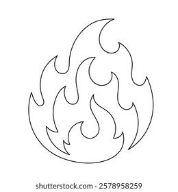 Fire line icon isolated on white background. Simple flame silhouette. Hand drawn fire outline. Vector illustration