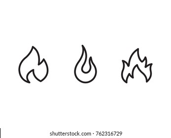 Fire Line Icon Logo Set. Vector Flat Outline Elements