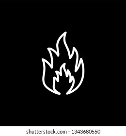 Fire Line Icon On Black Background. Black Flat Style Vector Illustration.