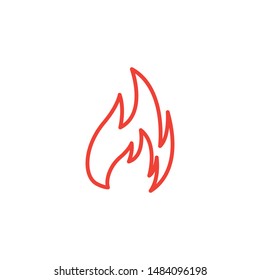 Fire Line Red Icon On White Background. Red Flat Style Vector Illustration.