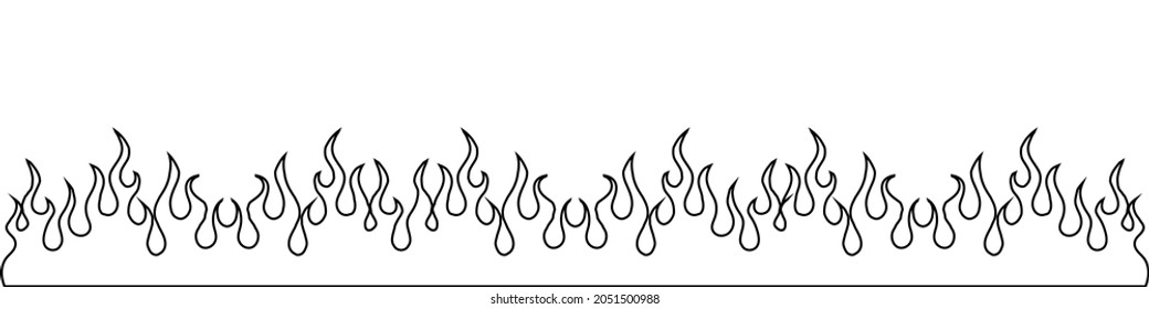 Fire line silhouette icon, sticker. Hand drawing illustration isolated on white background. Vector EPS 10