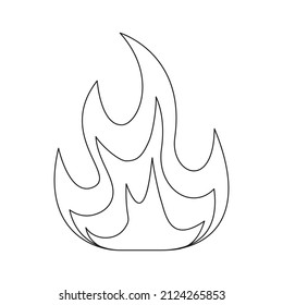 Fire line symbol. Fire flame outline shape. Warning linear sign. Vector isolated on white background.