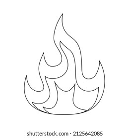 Fire line symbol. Fire flame outline shape. Warning linear sign. Vector isolated on white background.