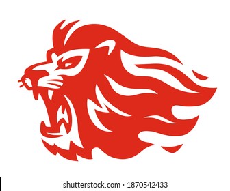 Fire lion emblem on white background