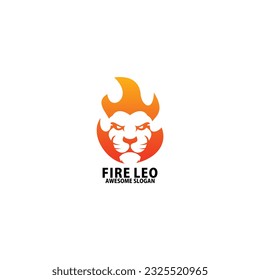 fire with lion face logo design gradient color