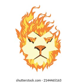 Fire lion head logo, fiery red symbolizes the spirit