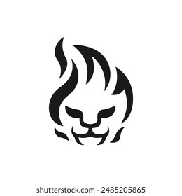 fire lion icon logo illustration vector