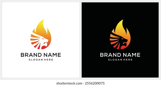 fire and lion logo design graphic vector illustration