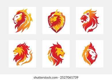 fire lion logo vector art illustration