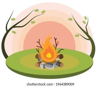 The fire of Litha in the oak forest