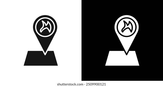 fire location icon Black line art vector logo set