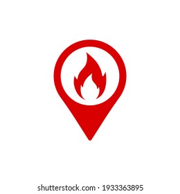 Fire location icon flat design isolated on white background. Vector illustration