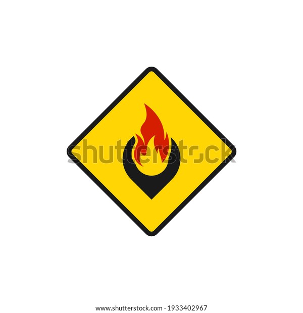 Fire location icon flat design isolated on\
white background. Vector\
illustration