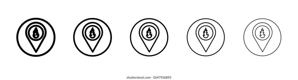 fire location icon isolated vector on white background set