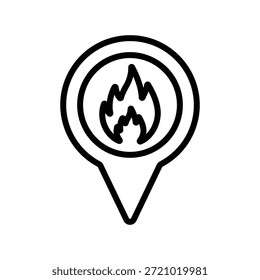 Icono de ubicación de incendio, Vector de línea