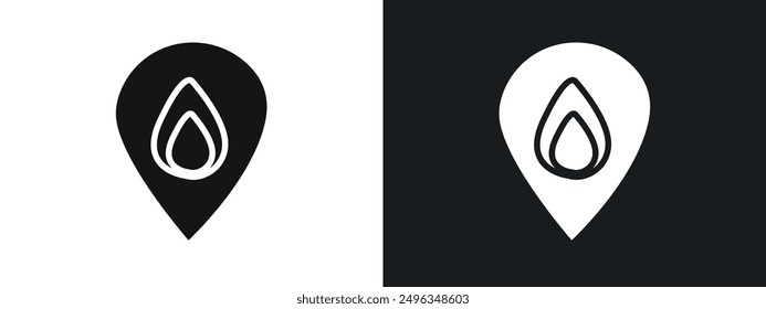 fire location icon linear graphics set vector in black