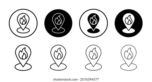 fire location icon logo sign set vector outline