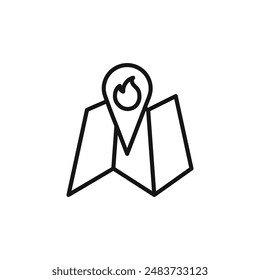 fire location icon outline collection in black