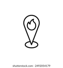 fire location icon outline collection in black and on white background