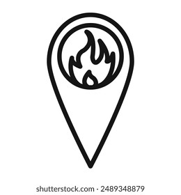 fire location icon Vector symbol or sign set collection in black and white outline