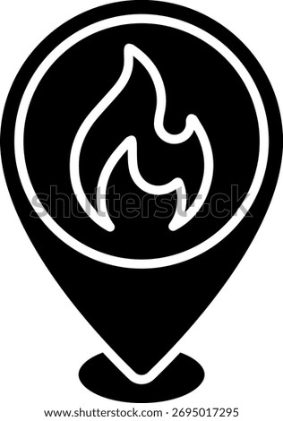 Fire Location Pin Icon - Hotspot Marker Symbol