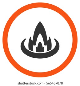 Fire Location vector bicolor rounded icon. Image style is a flat icon symbol inside a circle, orange and gray colors, white background.