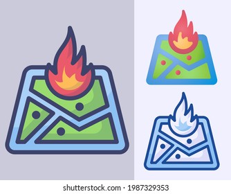 Fire Location vector cartoon icon Illustration